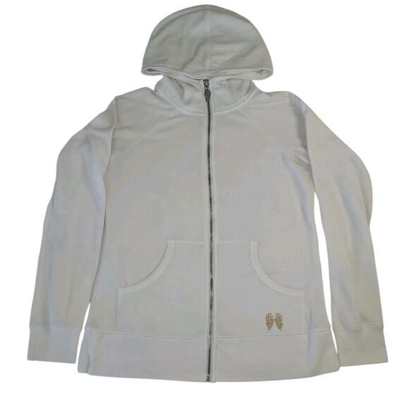 Victoria’s Secret Supermodel Essentials Hoodie S White Bling Angel Wings Gold - Picture 1 of 9